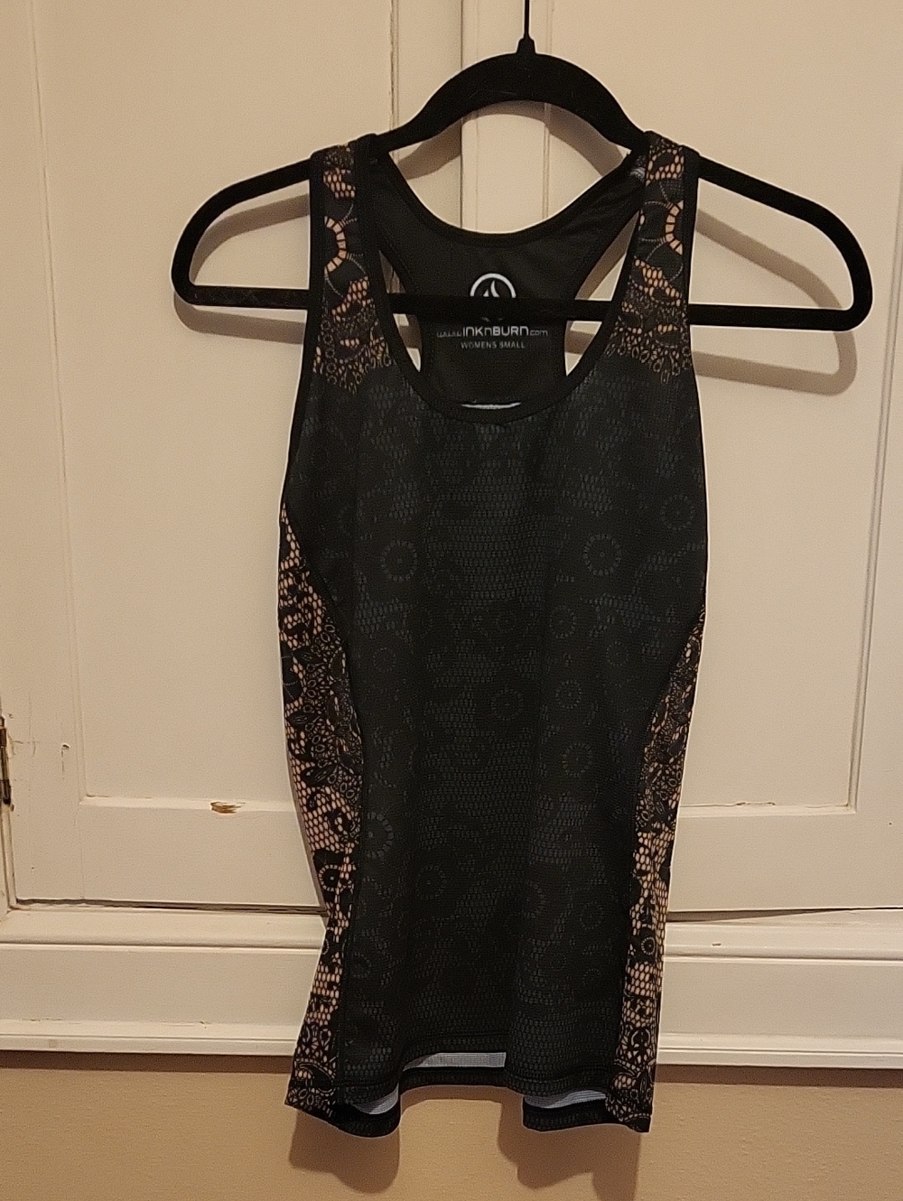 INKnBURN Black Racerback Tank with Tan Patterned Side Panels